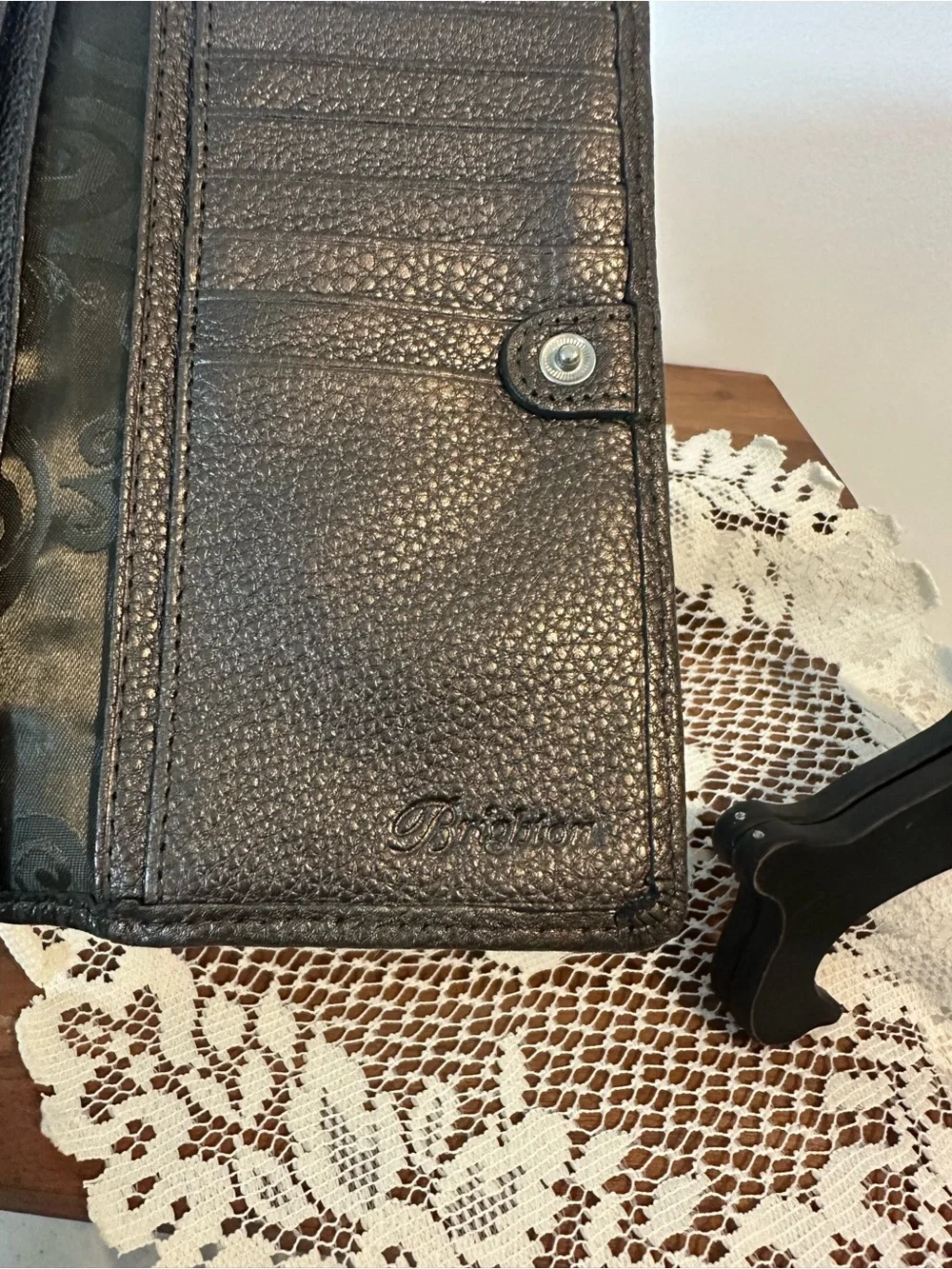 Brighton Stud-Trim Metallic Brown Women’s Wallet
